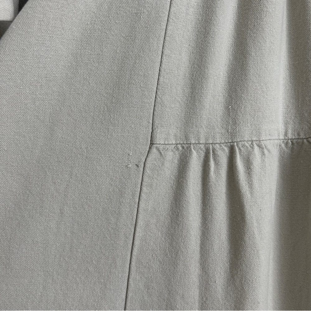 Happily Grey Pants XL Wide Leg Palazzo Tiered Tie Waist Linen Blend Oatmeal - Picture 11 of 11